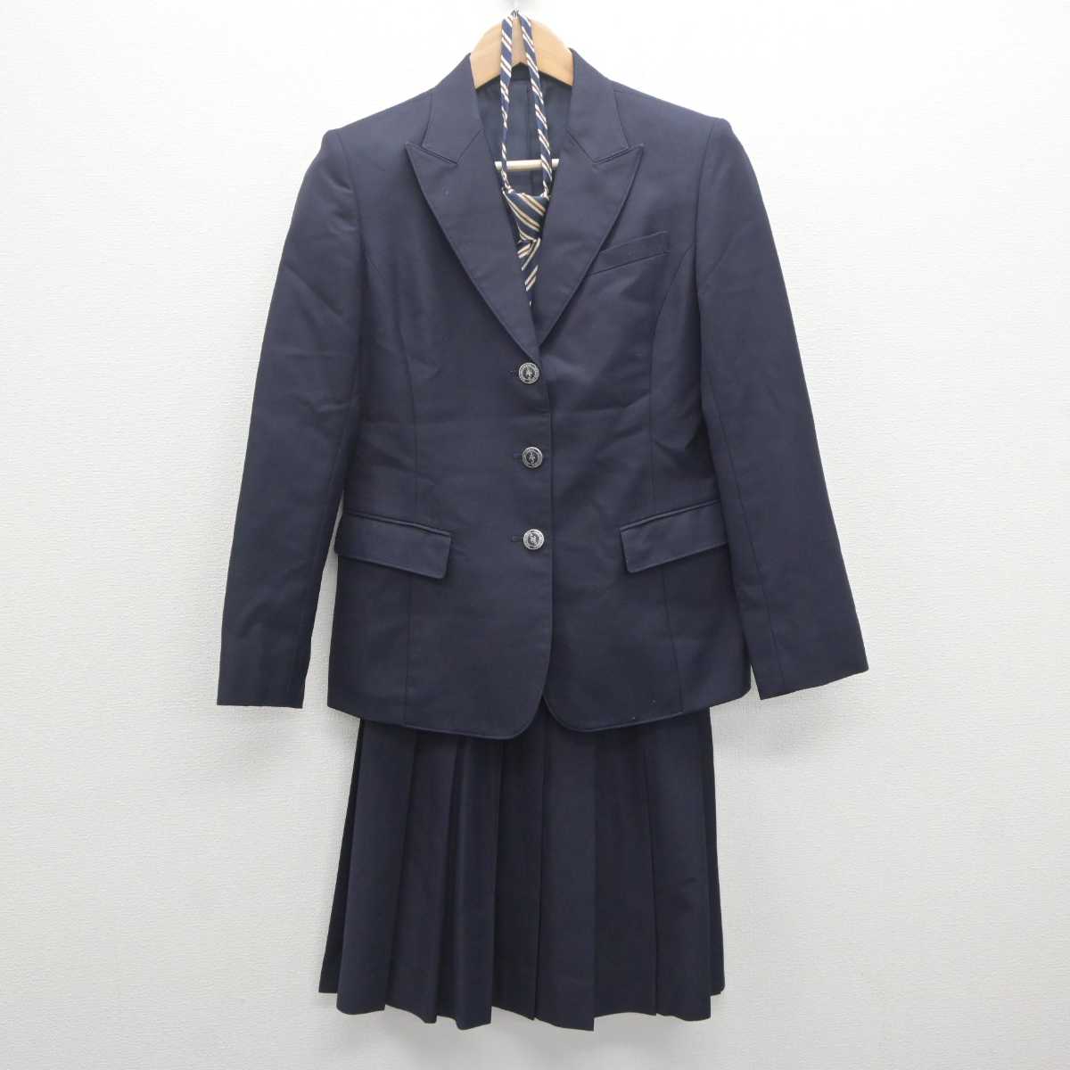 【中古】岡山県 岡山芳泉高等学校 女子制服 5点 (ブレザー・ニット・スカート・その他アイテム) sf062682