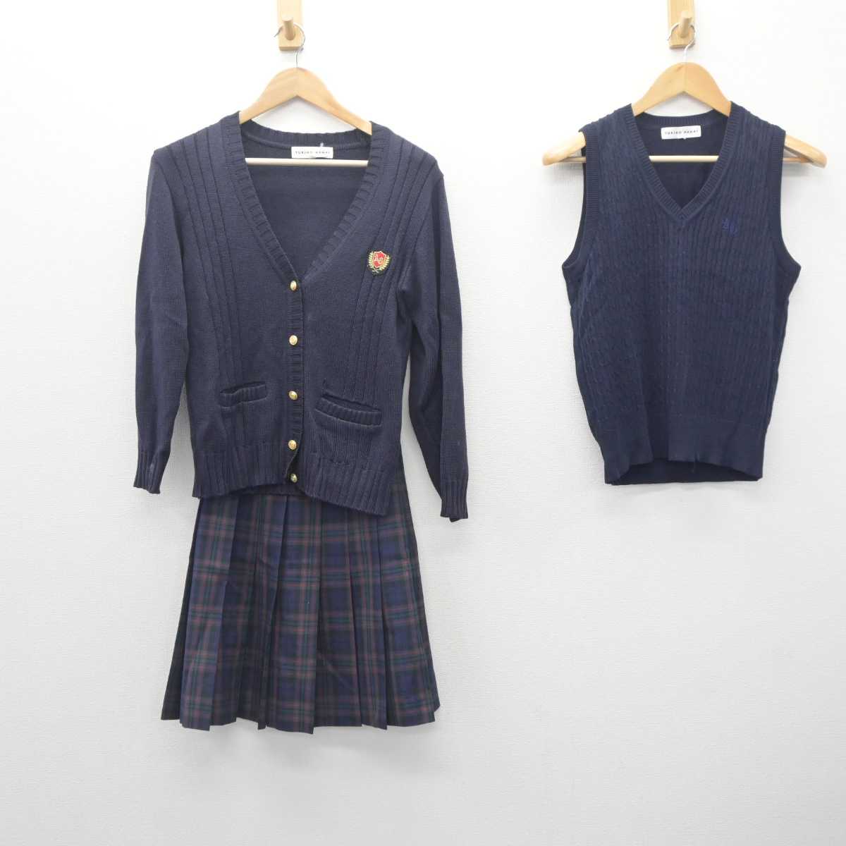 【中古】愛知県 安城学園高等学校 女子制服 3点 (ニット・ニットベスト・スカート) sf062726