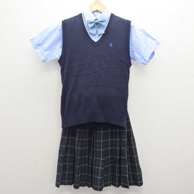 【中古】千葉県 拓殖大学紅陵高等学校 女子制服 4点 (ニットベスト・シャツ・スカート) sf062774