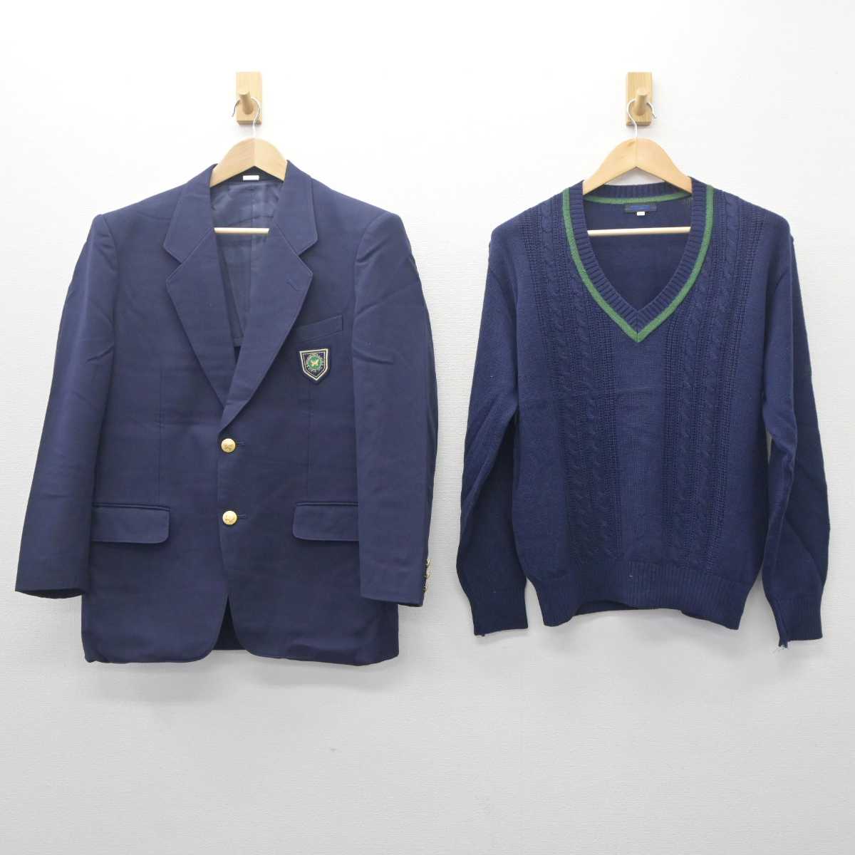 【中古】埼玉県 川越南高等学校 男子制服 5点 (ブレザー・ニット・シャツ・ズボン) sf062813