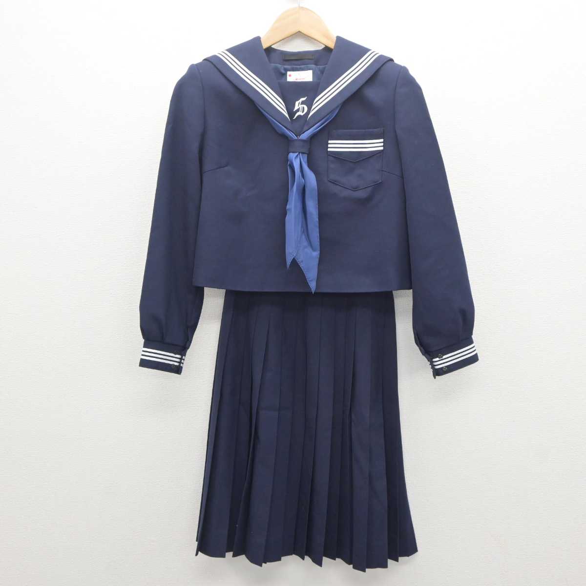 【中古】兵庫県 飾磨中部中学校 女子制服 3点 (セーラー服・スカート) sf062832