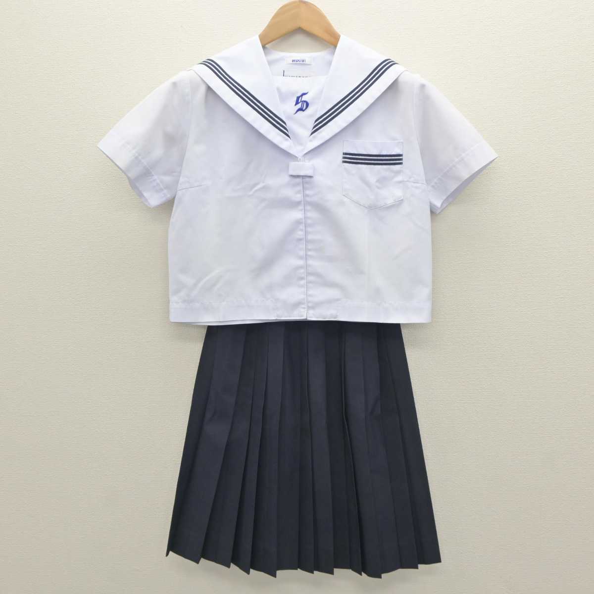 【中古】兵庫県 飾磨中部中学校 女子制服 2点 (セーラー服・スカート) sf062833