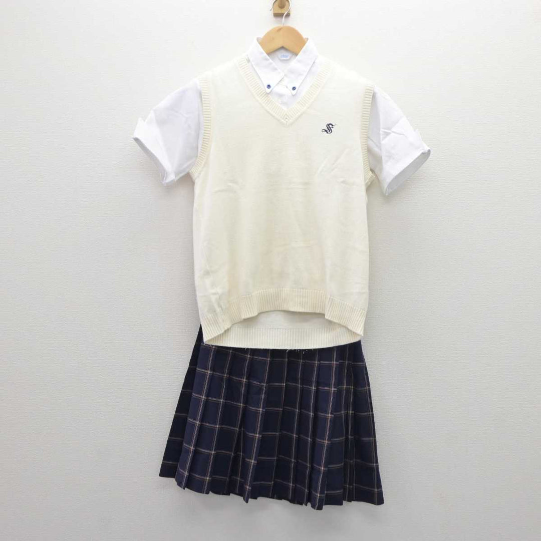 【中古】栃木県 作新学院高等学校 女子制服 3点 (ニットベスト・シャツ・スカート) sf062862 | 中古制服通販パレイド