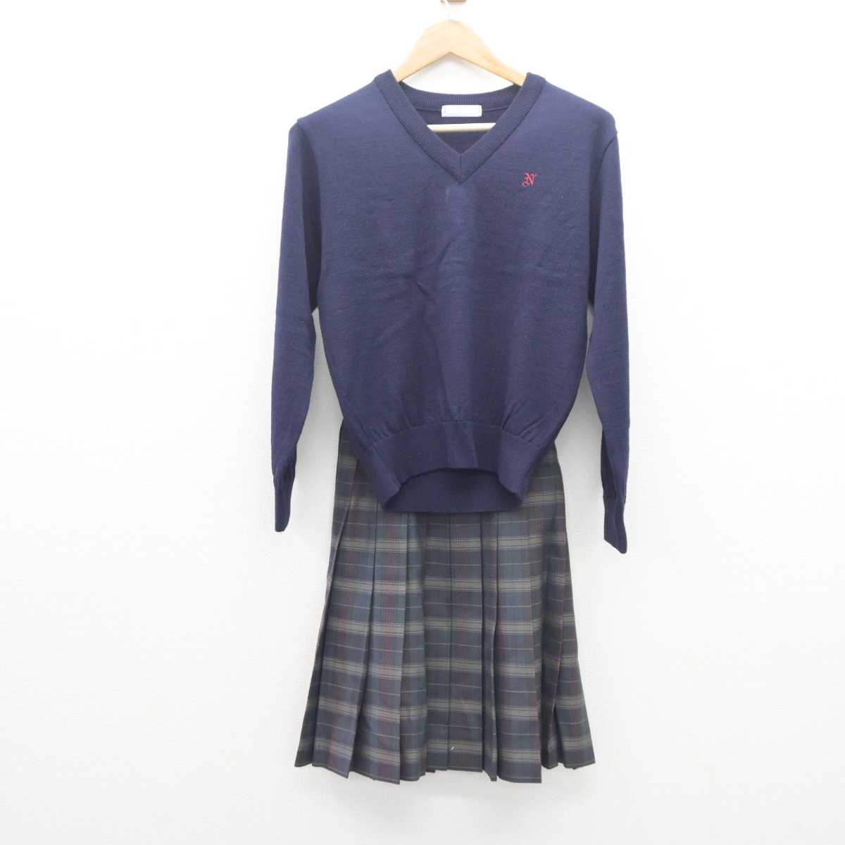 【中古】北海道 札幌日本大学高等学校 女子制服 4点 (ブレザー・ニット・スカート) sf062866