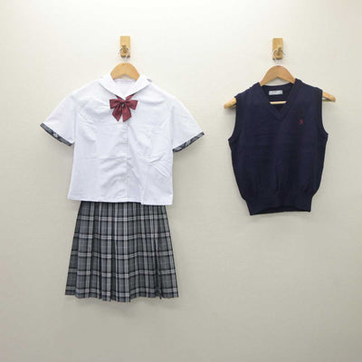 【中古】北海道 札幌日本大学高等学校 女子制服 4点 (ニットベスト・シャツ・スカート) sf062867