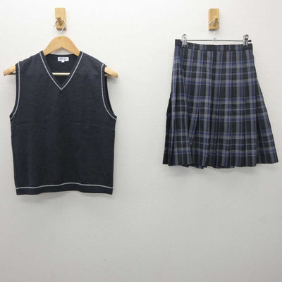 【中古】徳島県 城東高等学校 女子制服 2点 (ニットベスト・スカート) sf062924