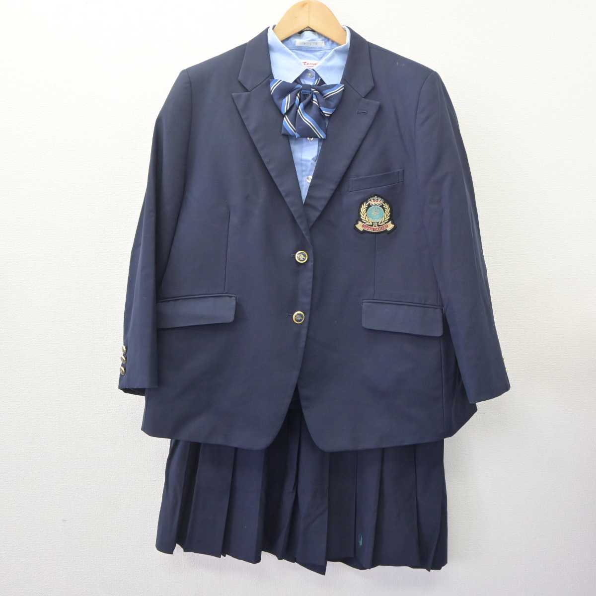 【中古】大阪府 大阪学芸高等学校 女子制服 5点 (ブレザー・シャツ・ニット・スカート) sf062942