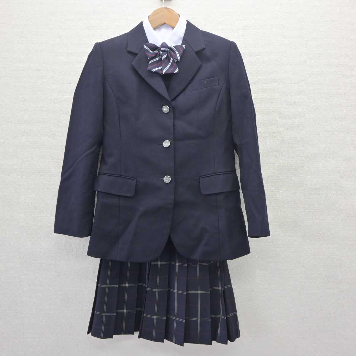 【中古】東京都 駒沢大学高等学校 女子制服 5点 (ブレザー・ニット・シャツ・スカート) sf062973