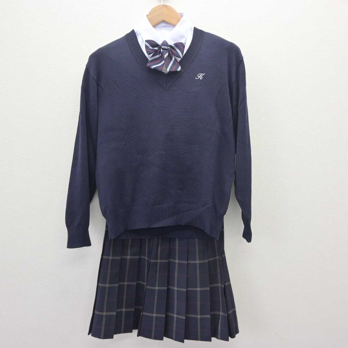 【中古】東京都 駒沢大学高等学校 女子制服 5点 (ブレザー・ニット・シャツ・スカート) sf062973