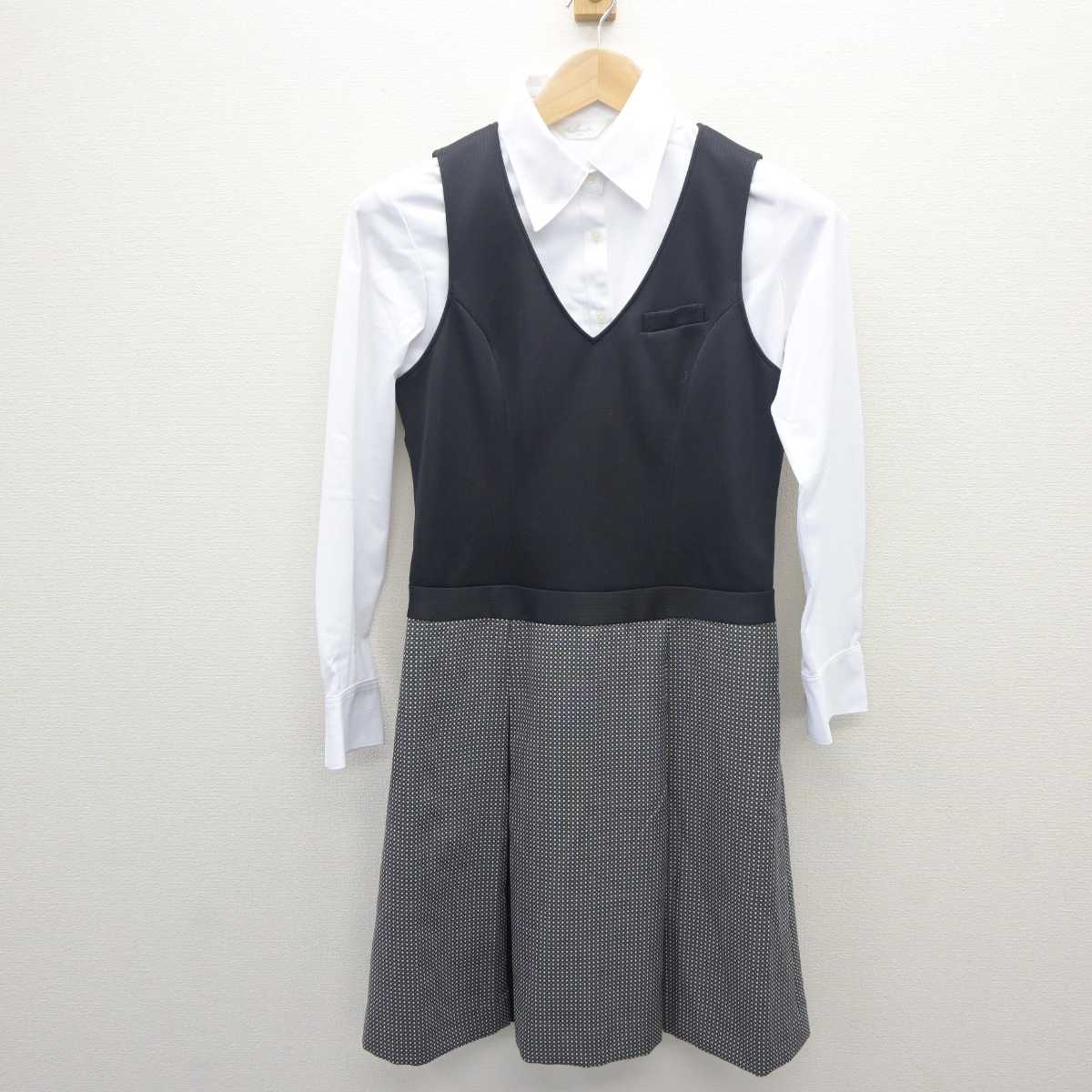 【中古】 事務服 女子制服 3点 (ジャケット・ジャンパースカート・シャツ) sf062980