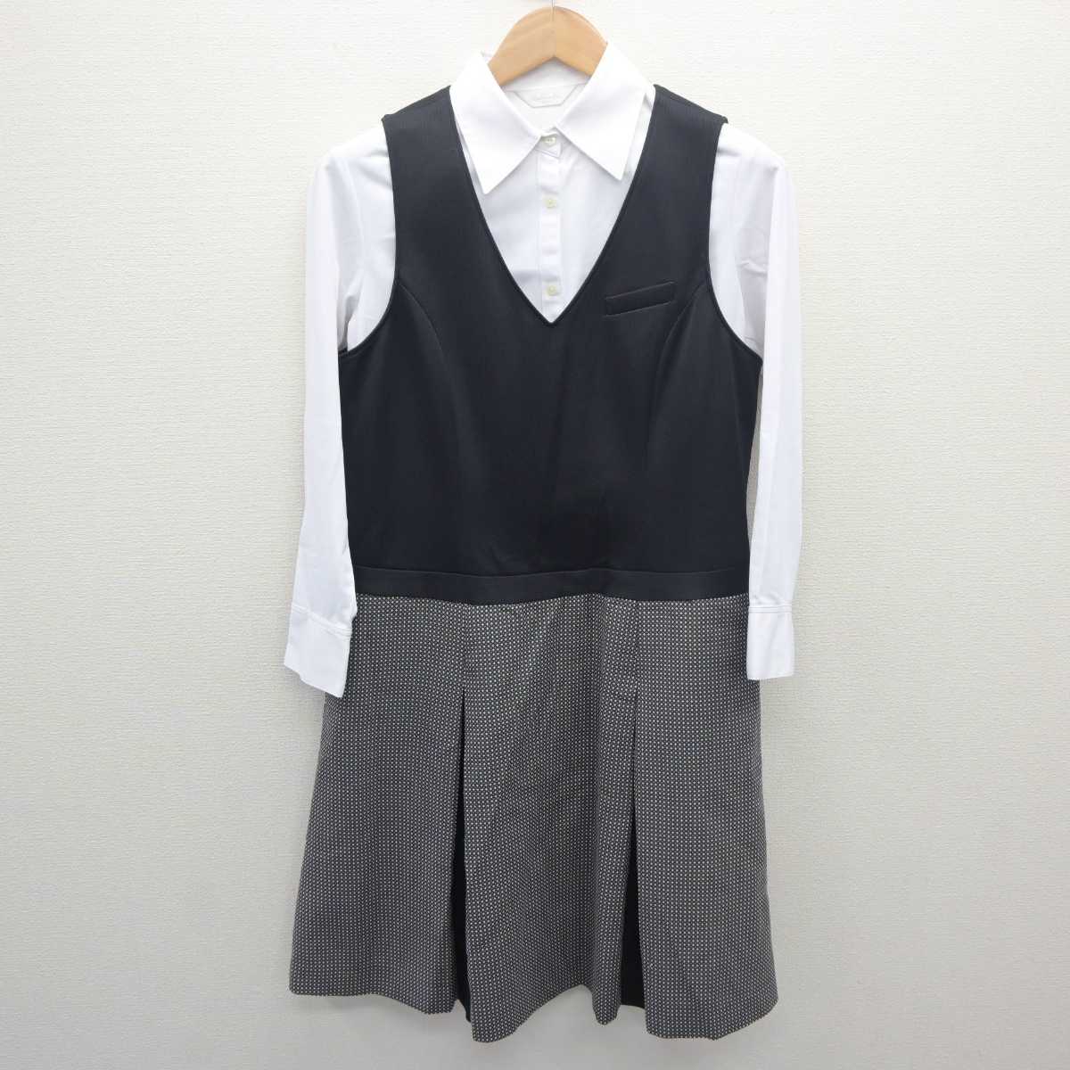 【中古】 事務服 女子制服 3点 (ジャケット・ジャンパースカート・シャツ) sf062983