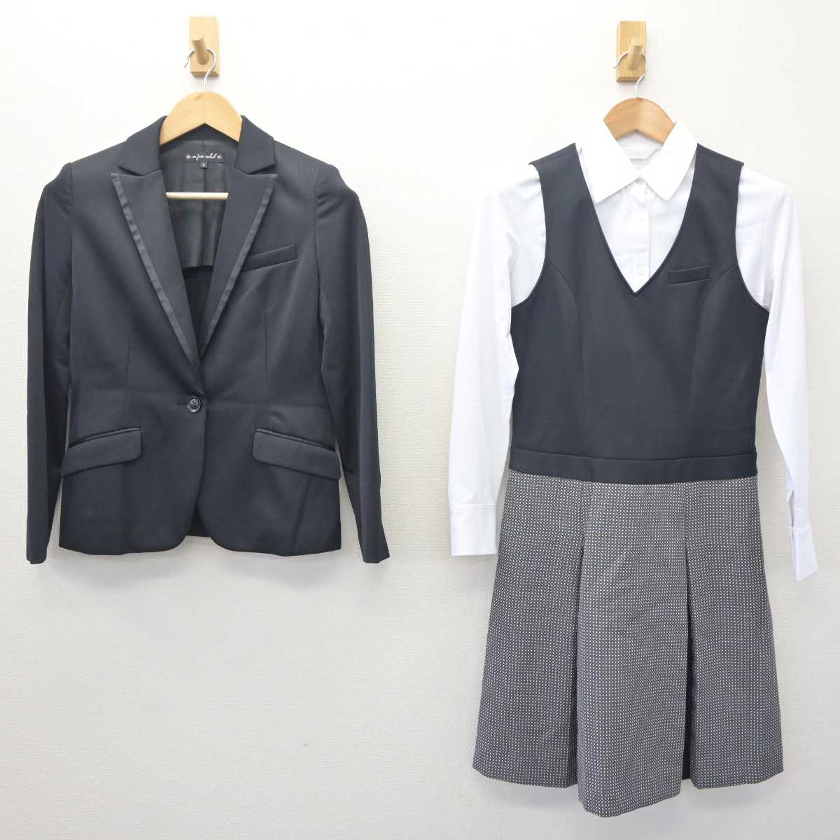 【中古】 事務服 女子制服 3点 (ジャケット・シャツ・ワンピース) sf063032