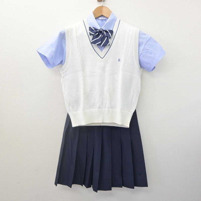 【中古】千葉県 鎌ヶ谷高等学校 女子制服 4点 (ニットベスト・シャツ・スカート) sf063155