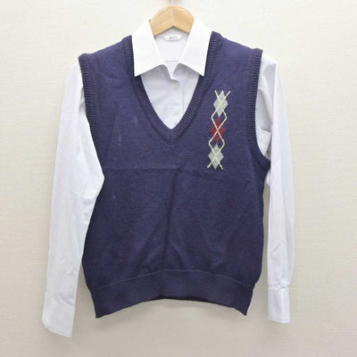 【中古】山口県 防府西高等学校 女子制服 2点 (ニットベスト・シャツ) sf063208