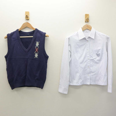 【中古】山口県 防府西高等学校 女子制服 2点 (ニットベスト・シャツ) sf063208