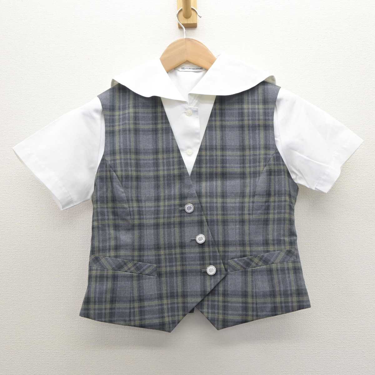 【中古】栃木県 宇都宮文星女子高等学校 女子制服 3点 (ブラウス・ベスト) sf063223