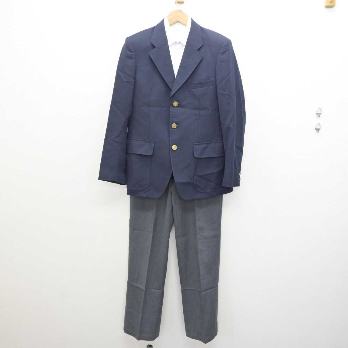 【中古】兵庫県 舞子中学校 男子制服 3点 (ブレザー・シャツ・ズボン) sf063252