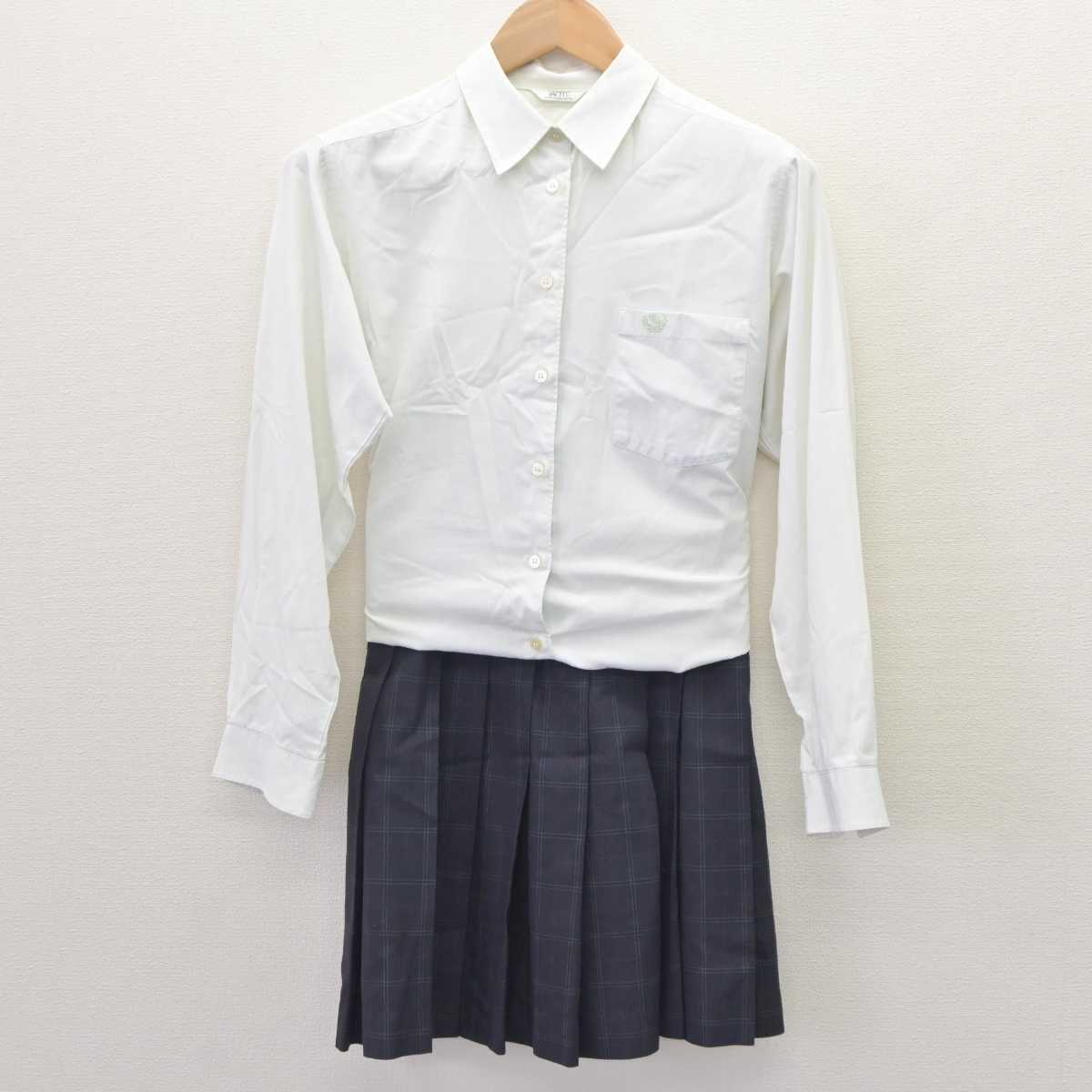 【中古】京都府 桂高等学校 女子制服 3点 (ニットベスト・シャツ・スカート) sf063325