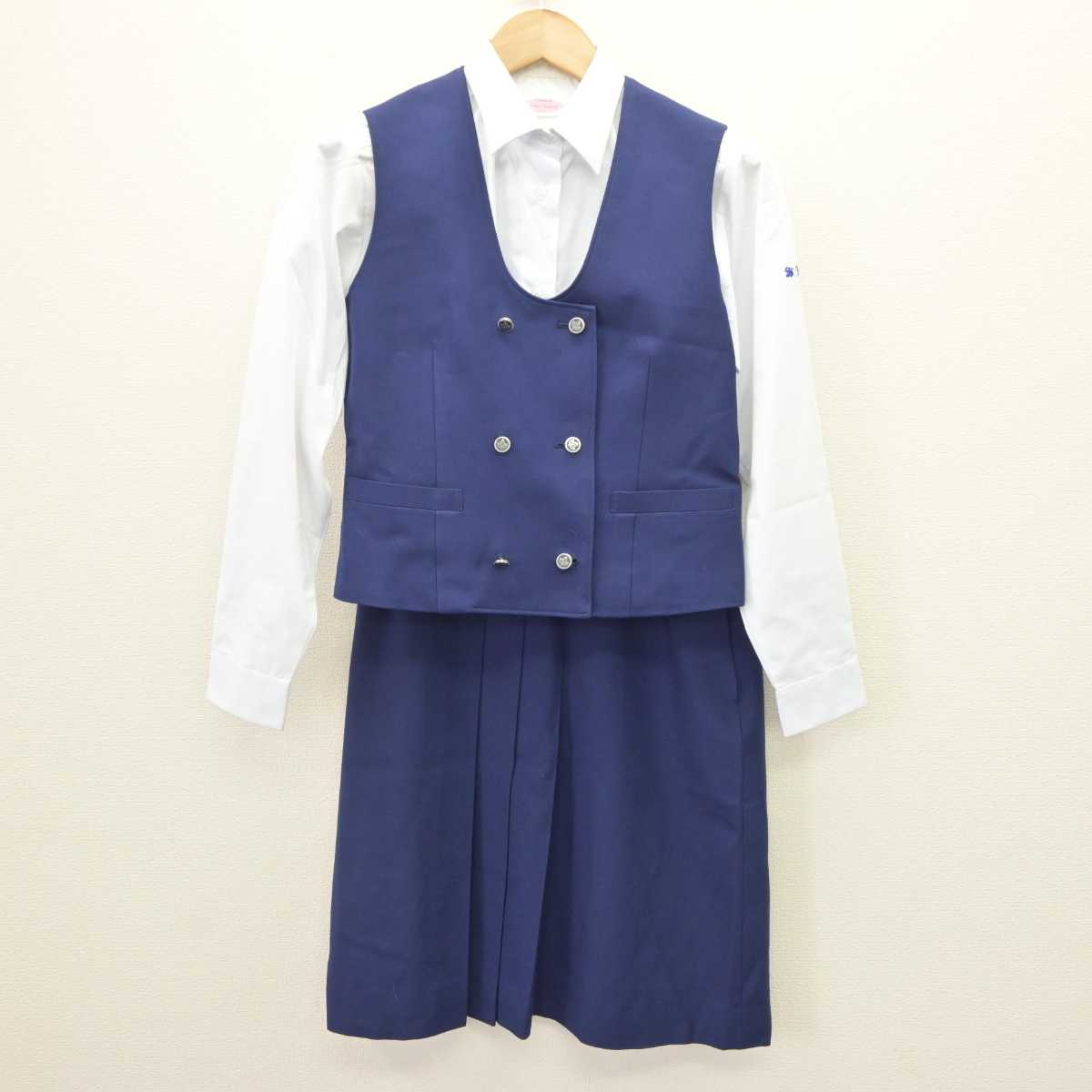 【中古】埼玉県 狭山経済高等学校 女子制服 6点 (ブレザー・ベスト・シャツ・スカート) sf063352