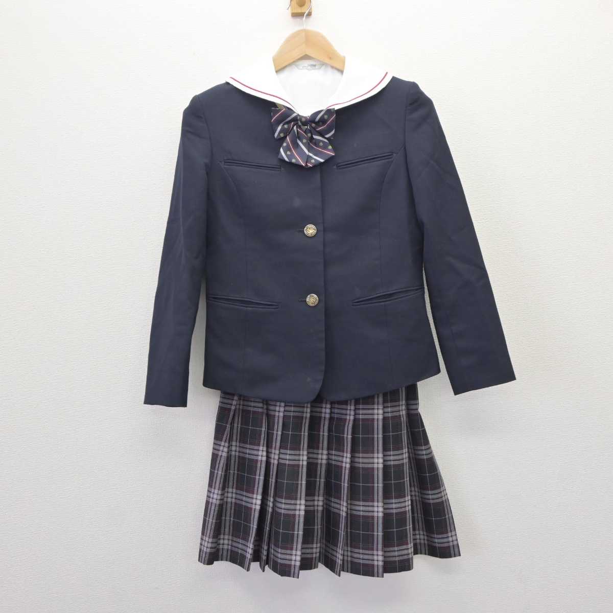 【中古】京都府 京都橘中学校 女子制服 4点 (ブレザー・シャツ・スカート) sf063412