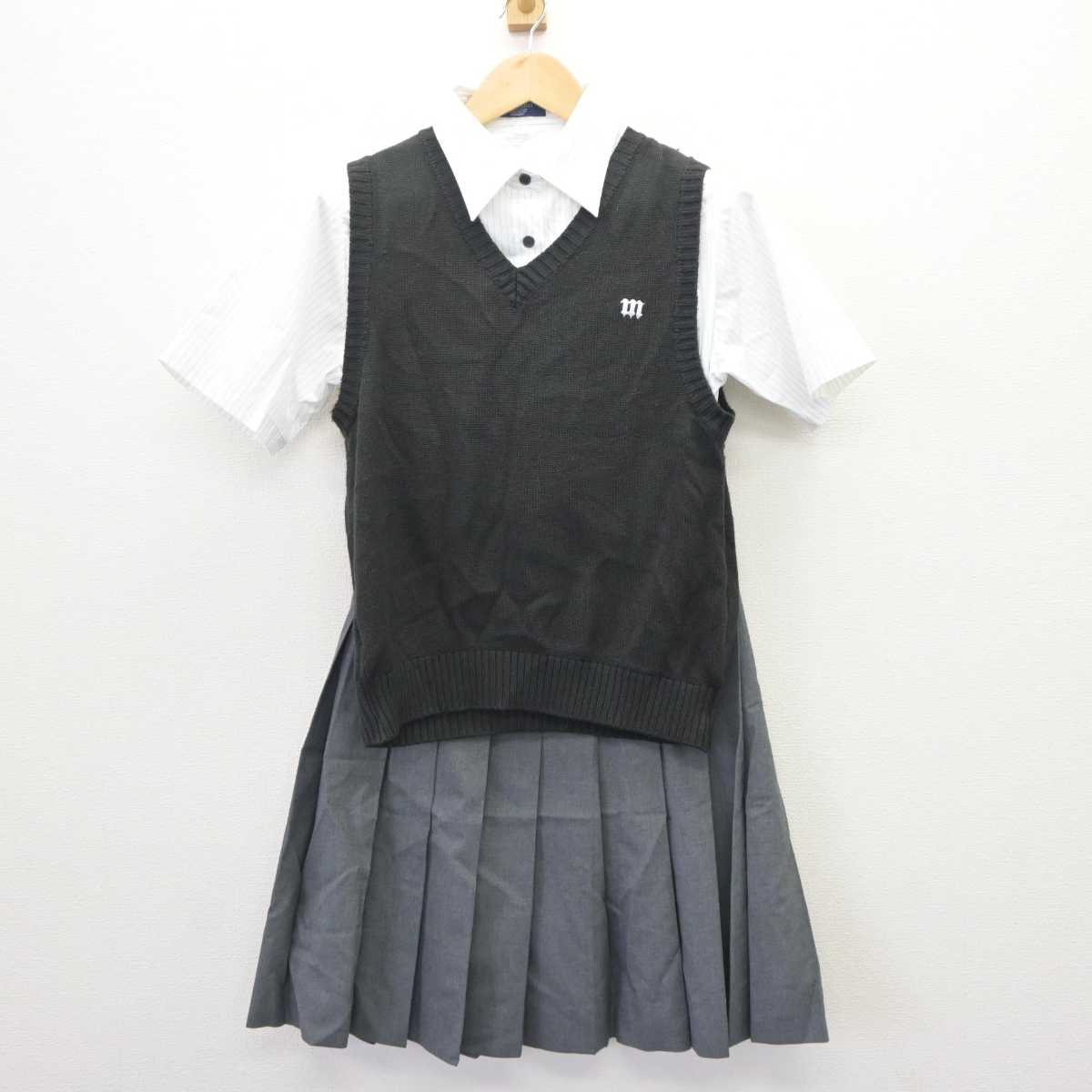 【中古】宮城県 東北生活文化大学高等学校 女子制服 4点 (ニットベスト・シャツ・スカート) sf063430