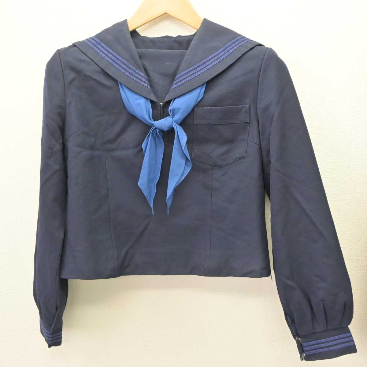 【中古】茨城県 龍ケ崎市立城西中学校 女子制服 3点 (セーラー服・スカート) sf063431