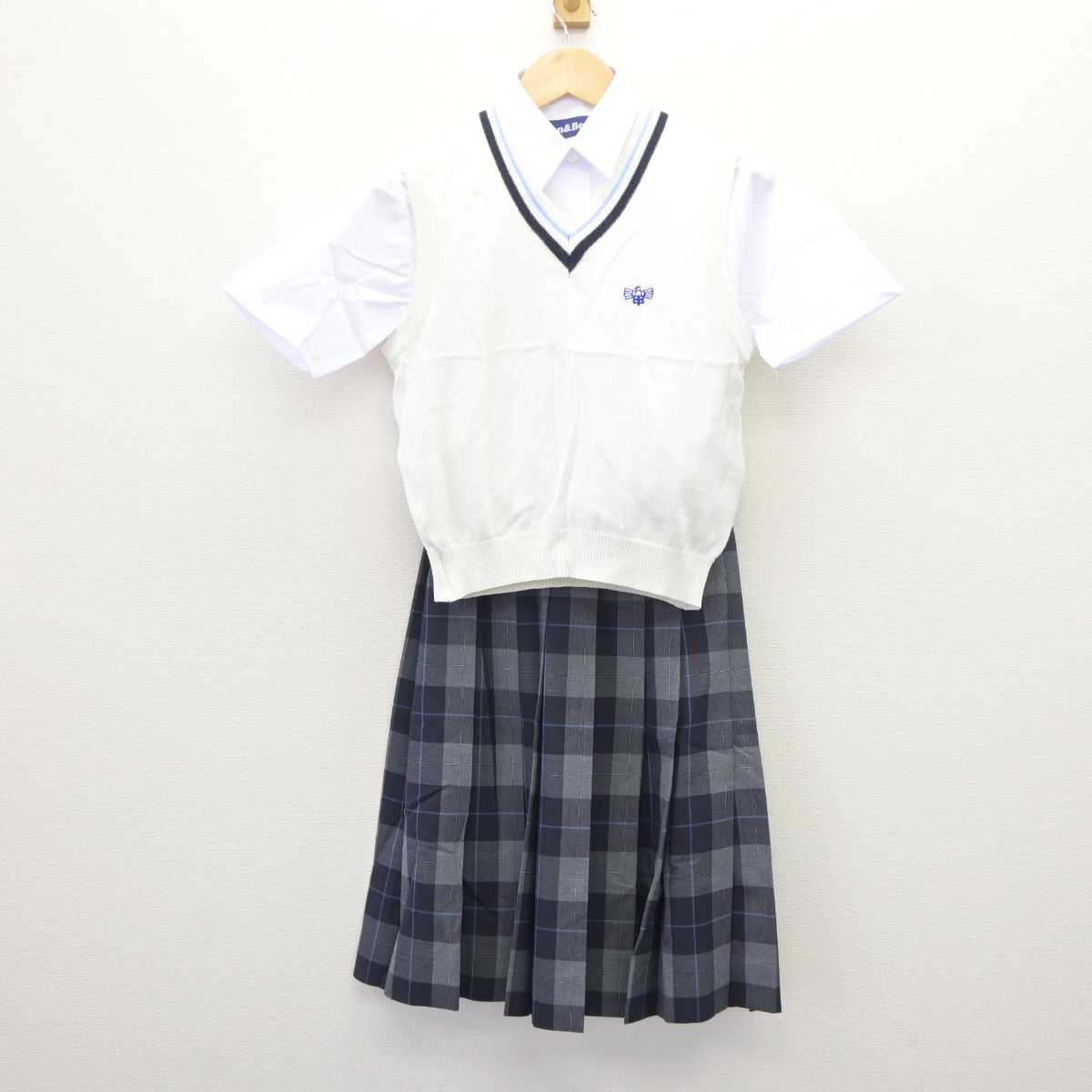 【中古】東京都 志村第一中学校 女子制服 3点 (ニットベスト・シャツ・スカート) sf063438