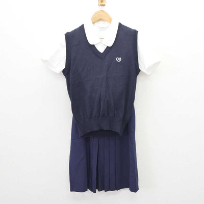 【中古】兵庫県 葺合高等学校 女子制服 3点 (ニットベスト・シャツ・スカート) sf063457