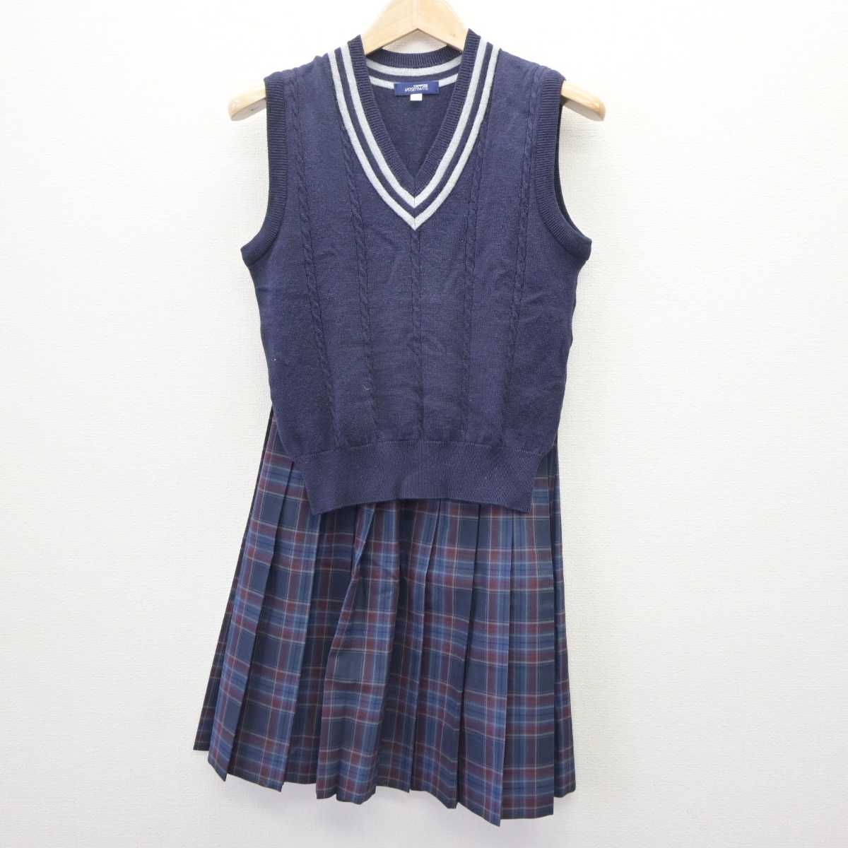 【中古】広島県 呉高等学校 女子制服 2点 (ニットベスト・スカート) sf063480