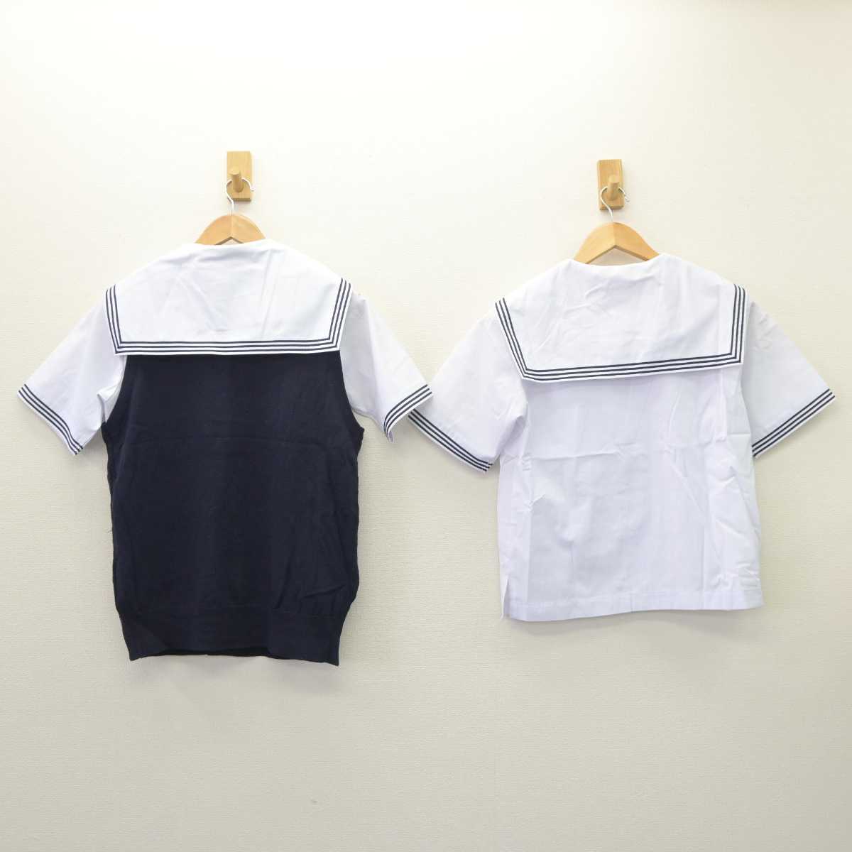 【中古】愛知県 安城学園高等学校 女子制服 3点 (ニットベスト・セーラー服) sf063513