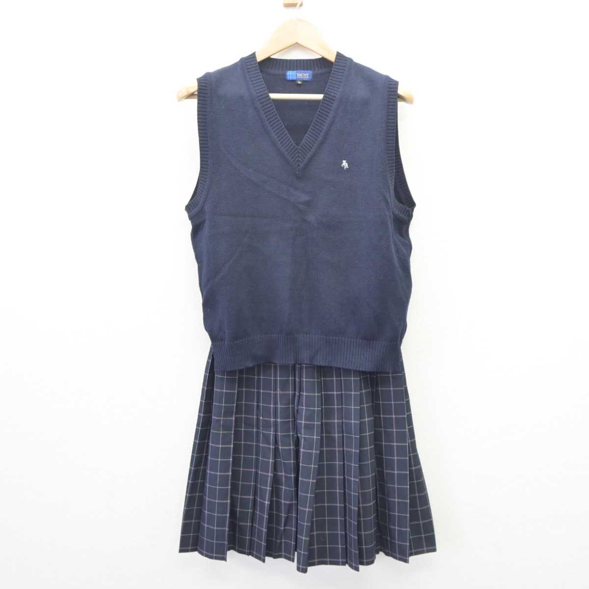 【中古】福岡県 福岡農業高等学校 女子制服 2点 (ニットベスト・スカート) sf063516