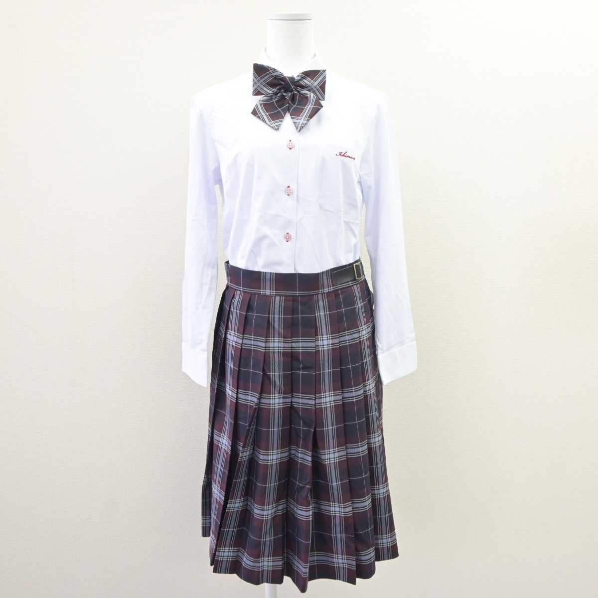 【中古】愛知県 名古屋経済大学市邨高等学校 女子制服 5点 (ブレザー・ニット・シャツ・スカート) sf063538