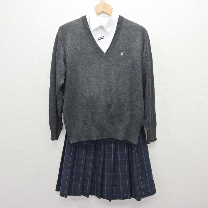 【中古】大阪府 東住吉総合高等学校 女子制服 4点 (ブレザー・ニット・シャツ・スカート) sf063555