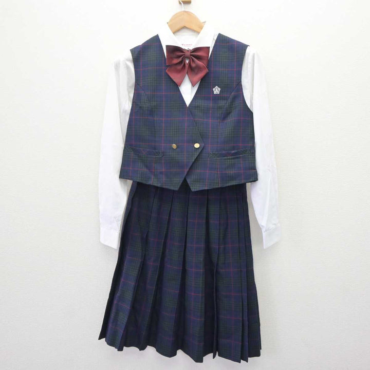 【中古】福岡県 筑紫中央高等学校 女子制服 5点 (ブレザー・ベスト・シャツ・スカート) sf063620