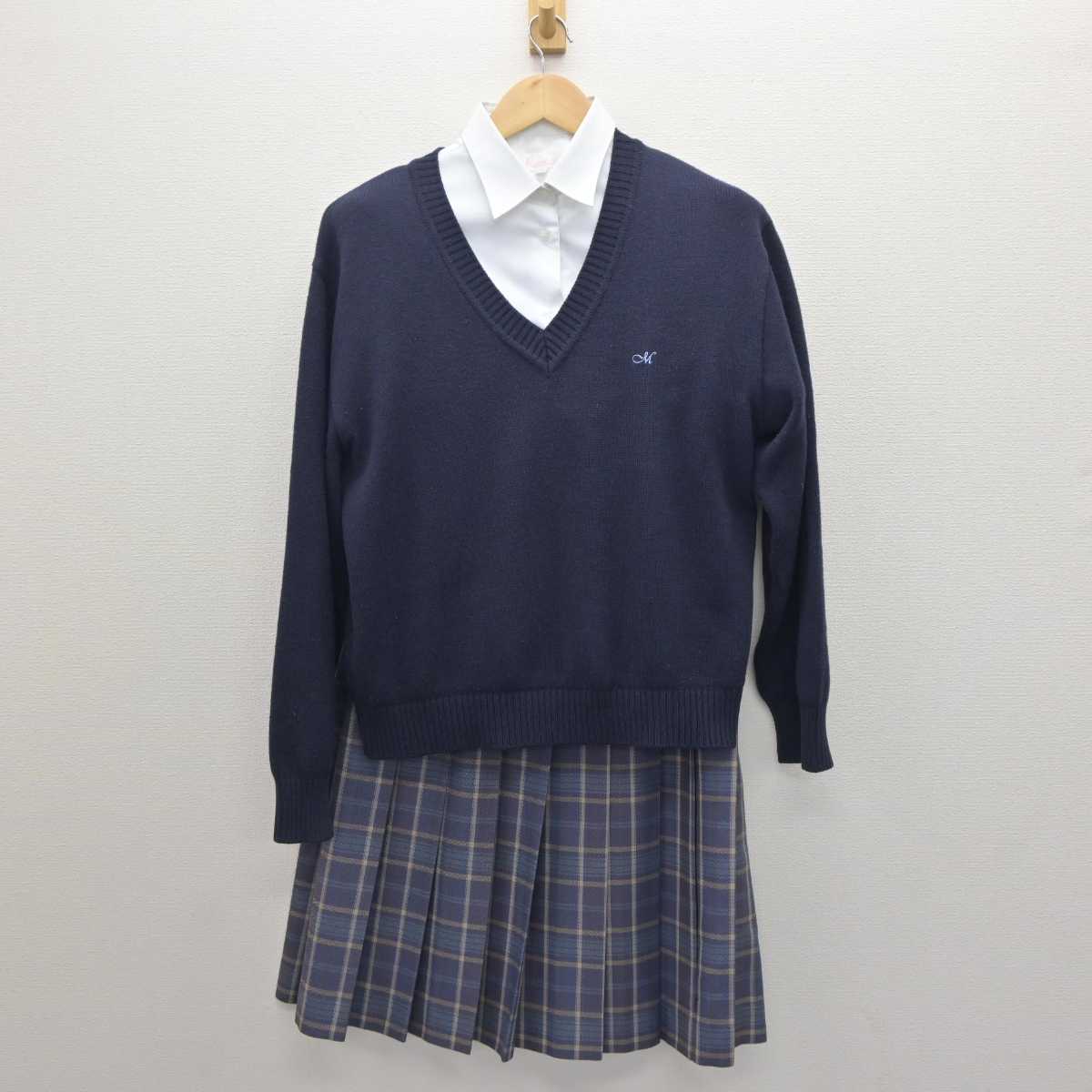 【中古】群馬県 前橋高等学校 女子制服 4点 (ブレザー・ニット・シャツ・スカート) sf063660