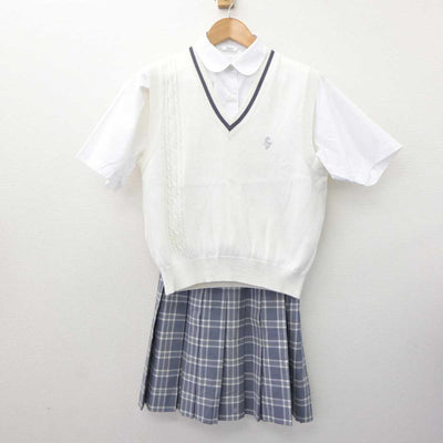 【中古】神奈川県 相模女子大学高等部 女子制服 3点 (ニットベスト・シャツ・スカート) sf063690