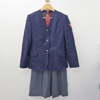 【中古】鹿児島県 錦江湾高等学校 女子制服 4点 (ブレザー・ベスト・スカート) sf063693