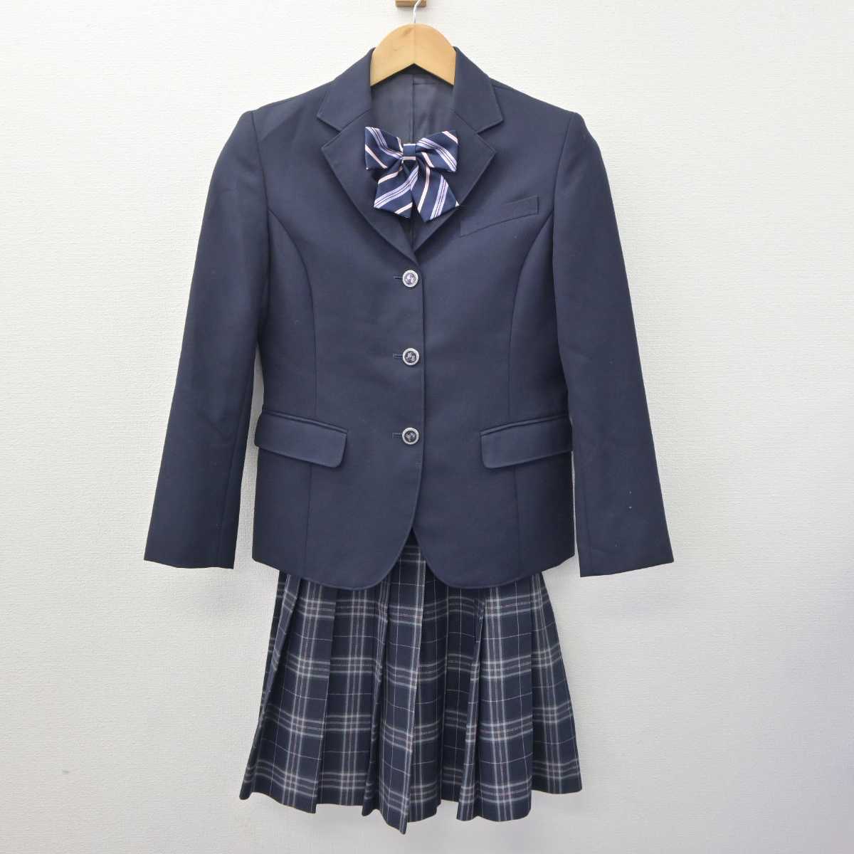 【中古】滋賀県 水口東中学校 女子制服 4点 (ブレザー・ニット・スカート) sf063697