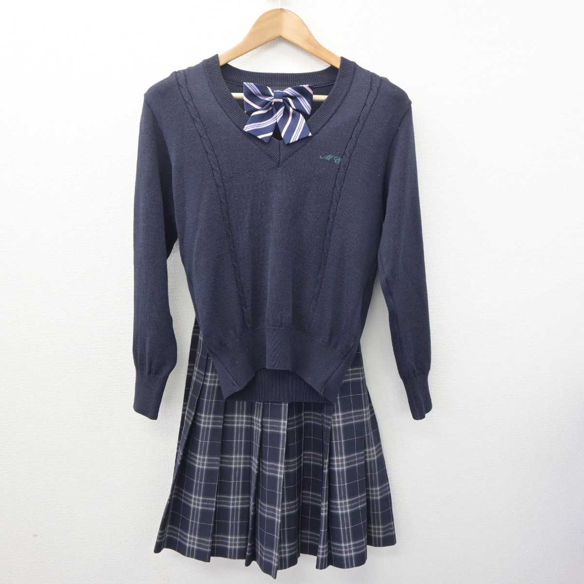 【中古】滋賀県 水口東中学校 女子制服 4点 (ブレザー・ニット・スカート) sf063697