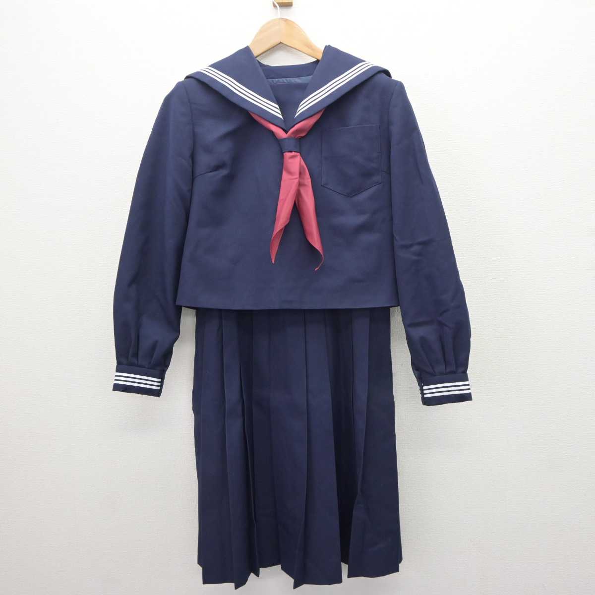 【中古】茨城県 勝田第三中学校 女子制服 3点 (セーラー服・ジャンパースカート) sf063737