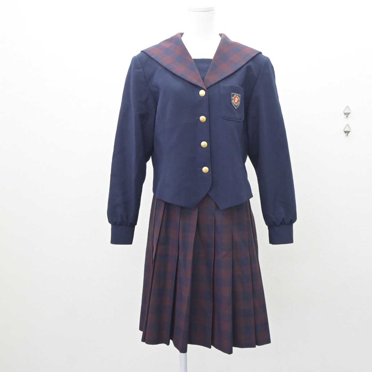 【中古】岡山県 就実学園就実中学校 女子制服 3点 (セーラー服・スカート) sf063741