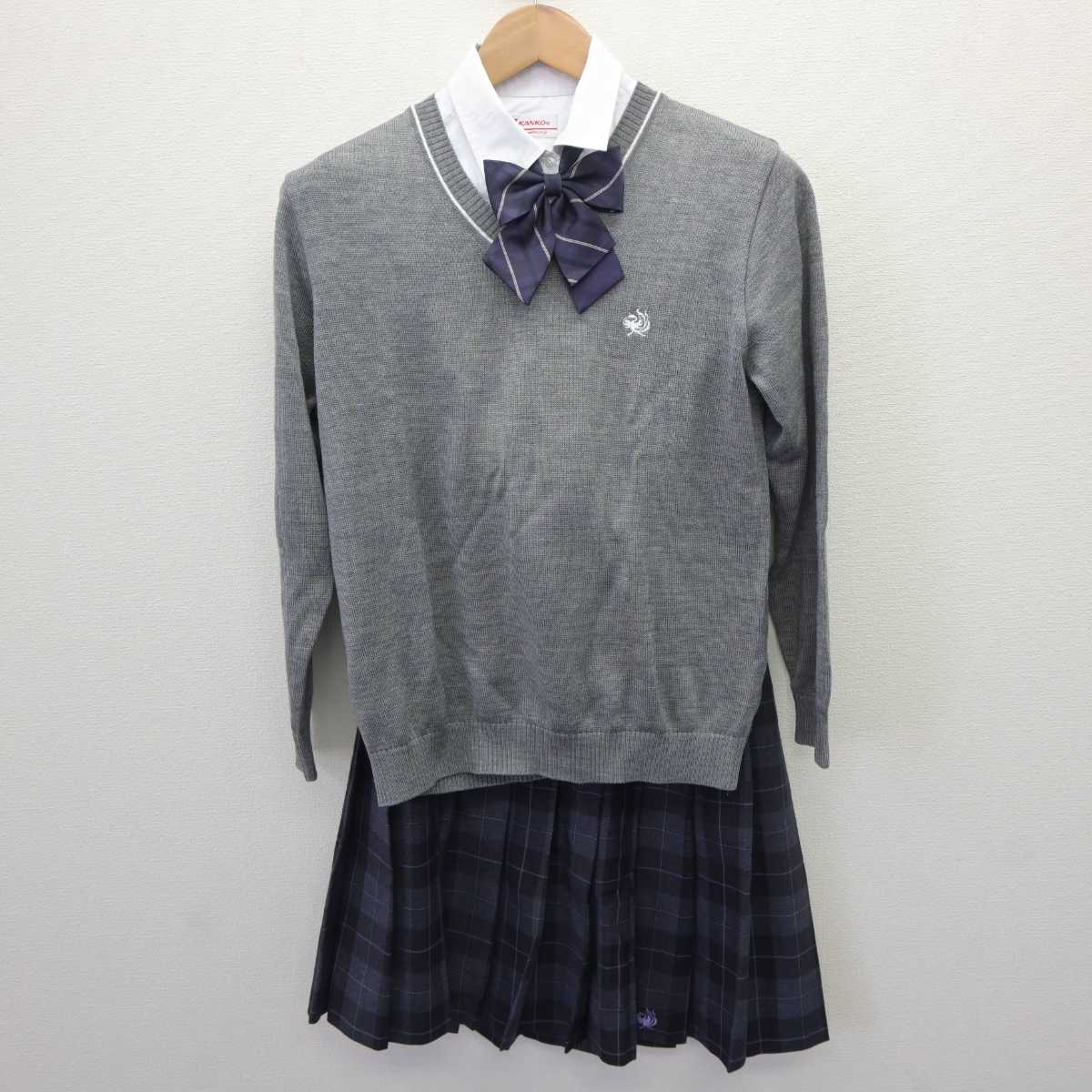 【中古】東京都 武蔵野大学附属千代田高等学院 女子制服 5点 (ブレザー・ニット・シャツ・スカート) sf063772