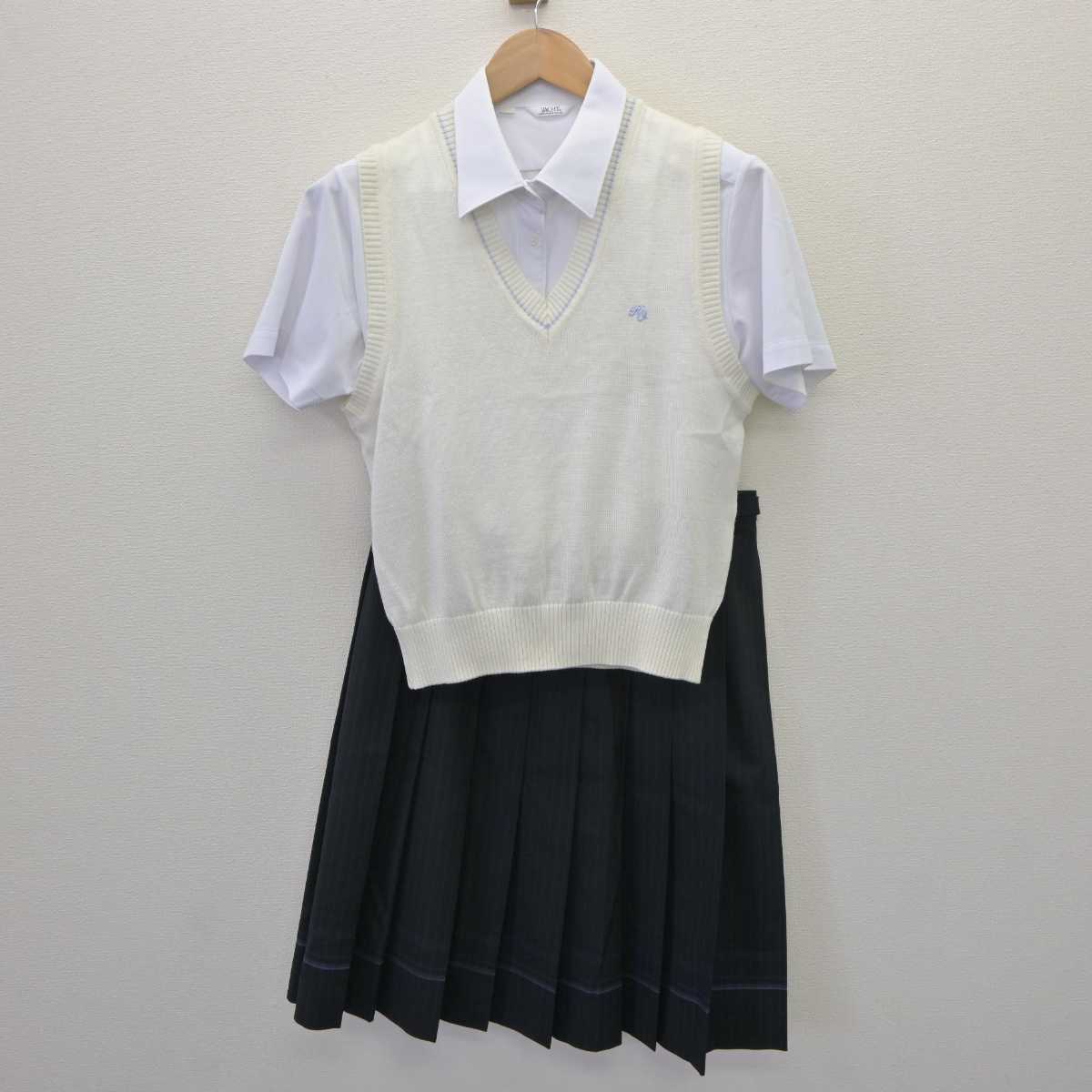 【中古】大阪府 東大谷高等学校 女子制服 4点 (ニットベスト・シャツ・スカート) sf063787