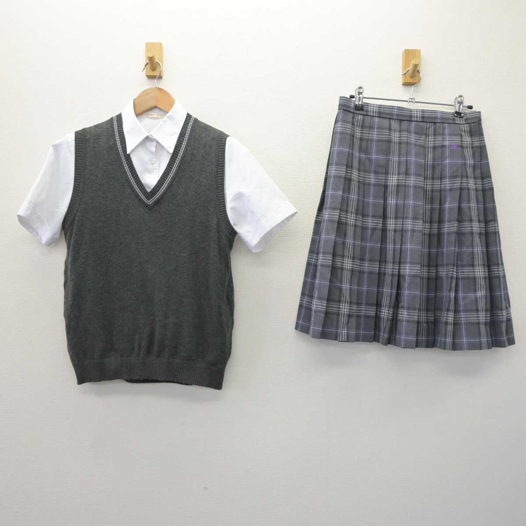 【中古】石川県 松任高等学校 女子制服 3点 (ニットベスト・シャツ・スカート) sf063806