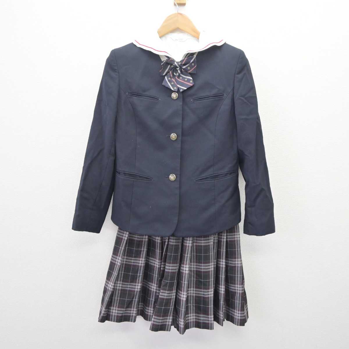 【中古】京都府 京都橘中学校・高等学校 女子制服 4点 (ブレザー・セーラー服・スカート) sf063822