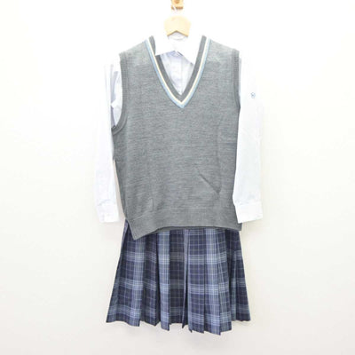 【中古】東京都 多摩大学目黒中学校・高等学校 女子制服 3点 (ニットベスト・シャツ・スカート) sf063838