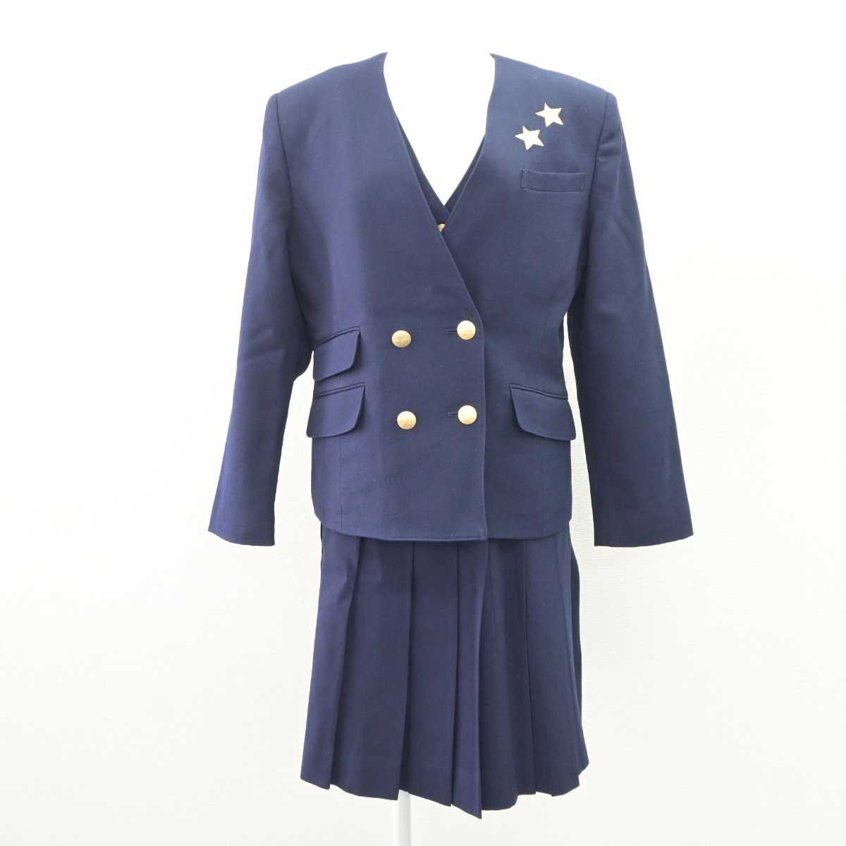 【中古】岡山県 就実高等学校 女子制服 3点 (ブレザー・ベスト・スカート) sf063867