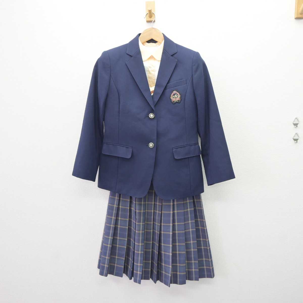 【中古】宮崎県 宮崎日本大学 中学校・高等学校 女子制服 4点 (ブレザー・ニット・シャツ・スカート) sf063895