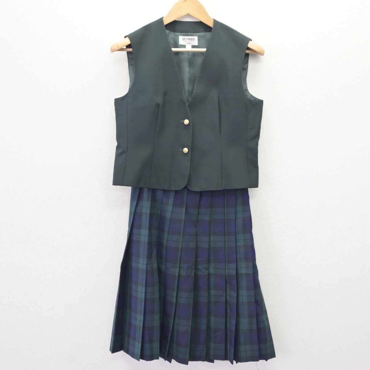 【中古】宮城県 仙台育英学園高等学校 女子制服 2点 (ベスト・スカート) sf063906