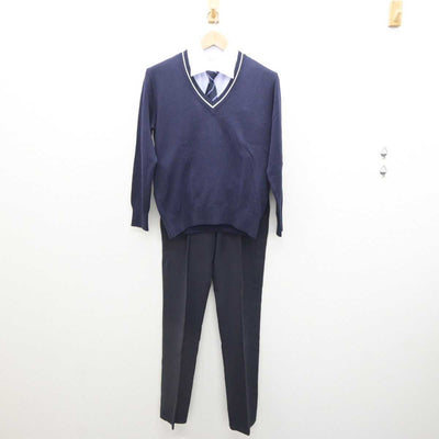 【中古】兵庫県 芦屋学園高等学校 男子制服 5点 (ブレザー・ニット・シャツ・ズボン) sf064010